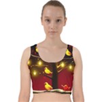 Yellow Birds Red Sky Velvet Racer Back Crop Top