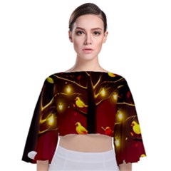 Tie Back Butterfly Sleeve Chiffon Top 