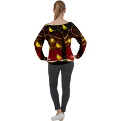 Off Shoulder Long Sleeve Velour Top 