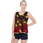 Yellow Birds Red Sky Bubble Hem Chiffon Tank Top