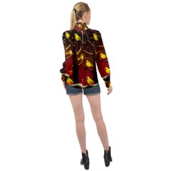 High Neck Long Sleeve Chiffon Top 