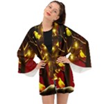 Yellow Birds Red Sky Long Sleeve Kimono