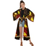 Yellow Birds Red Sky Maxi Kimono