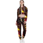 Yellow Birds Red Sky Cropped Zip Up Lounge Set