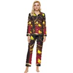 Yellow Birds Red Sky Womens  Long Sleeve Velvet Pocket Pajamas Set