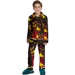 Yellow Birds Red Sky Kids  Long Sleeve Velvet Pajamas Set