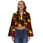 Yellow Birds Red Sky Boho Long Bell Sleeve Top