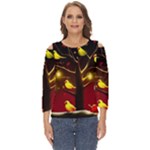Yellow Birds Red Sky Cut Out Wide Sleeve Top