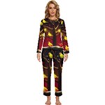 Yellow Birds Red Sky Womens  Long Sleeve Lightweight Pajamas Set