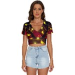 Yellow Birds Red Sky V-Neck Crop Top
