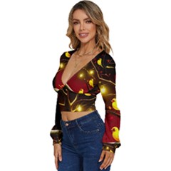 Long Sleeve Deep-V Velour Top 