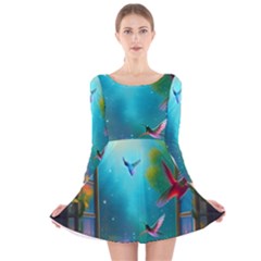 Long Sleeve Velvet Skater Dress 