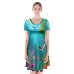 Through the Window Short Sleeve V-neck Flare Dress