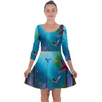 Through the Window Quarter Sleeve Skater Dress