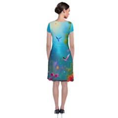 Short Sleeve Front Wrap Dress 