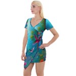 Through the Window Short Sleeve Asymmetric Mini Dress