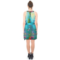 Halter Collar Waist Tie Chiffon Dress 