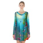 Through the Window Long Sleeve Velvet V-neck Dress
