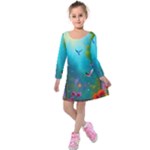 Through the Window Kids  Long Sleeve Velvet Dress