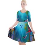 Through the Window Quarter Sleeve A-Line Dress