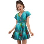 Through the Window Flutter Sleeve Wrap Dress