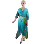 Through the Window Quarter Sleeve Wrap Front Maxi Dress