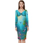 Through the Window Long Sleeve V-Neck Bodycon Dress 