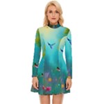 Through the Window Long Sleeve Velour Longline Dress