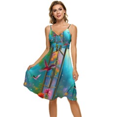 Sleeveless Tie Front Chiffon Dress 