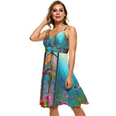 Sleeveless Tie Front Chiffon Dress 