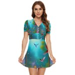 Through the Window V-Neck High Waist Chiffon Mini Dress