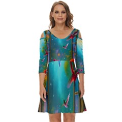Shoulder Cut Out Zip Up Dress 
