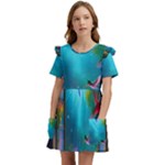 Through the Window Kids  Frilly Sleeves Pocket Dress