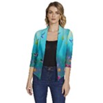 Through the Window Women s Draped Front 3/4 Sleeve Shawl Collar Jacket