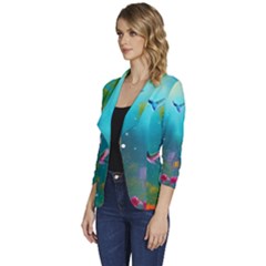 Women s One-Button 3/4 Sleeve Short Jacket 