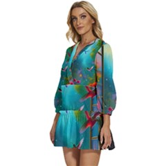 V-Neck Placket Mini Dress 