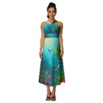 Through the Window Sleeveless Cross Front Cocktail Midi Chiffon Dress