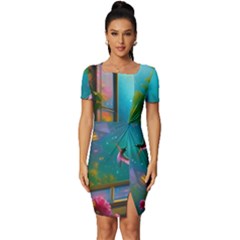 Fitted Knot Split End Bodycon Dress 