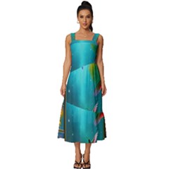 Square Neckline Tiered Midi Dress 