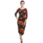 Repeating Patte C4ecc Repeating Patte 9bff2 Quarter Sleeve Midi Velour Bodycon Dress