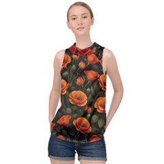 High Neck Satin Top 