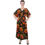 Repeating Patte C4ecc Repeating Patte 9bff2 V-Neck Boho Style Maxi Dress