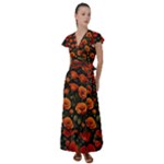 Repeating Patte C4ecc Repeating Patte 9bff2 Flutter Sleeve Maxi Dress
