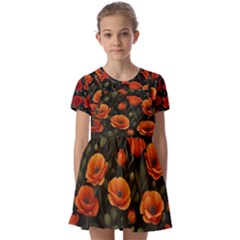 Kids  Short Sleeve Pinafore Style Dress 
