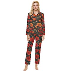 Womens  Long Sleeve Velvet Pocket Pajamas Set 