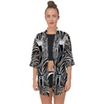 Abstract Zebra Open Front Chiffon Kimono
