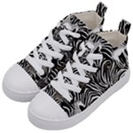 Abstract Zebra Kids  Mid-Top Canvas Sneakers