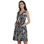 Abstract Zebra Sleeveless Dress With Pocket