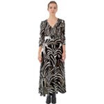 Abstract Zebra Button Up Boho Maxi Dress