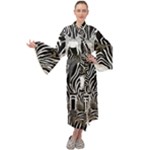 Abstract Zebra Maxi Velvet Kimono